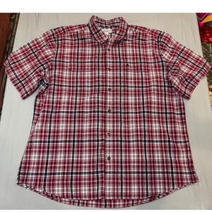 Carhartt Men's Relaxed Fit Plaid Short Sleeve Button Up Shirt 2XL‎ Red